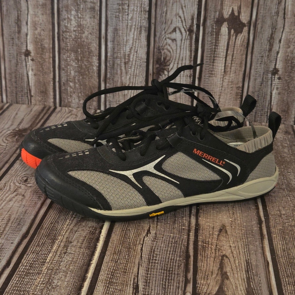 Sz 7 Womens Merrell Dash Glove Black Grey Orange Barefoot Running Shoes